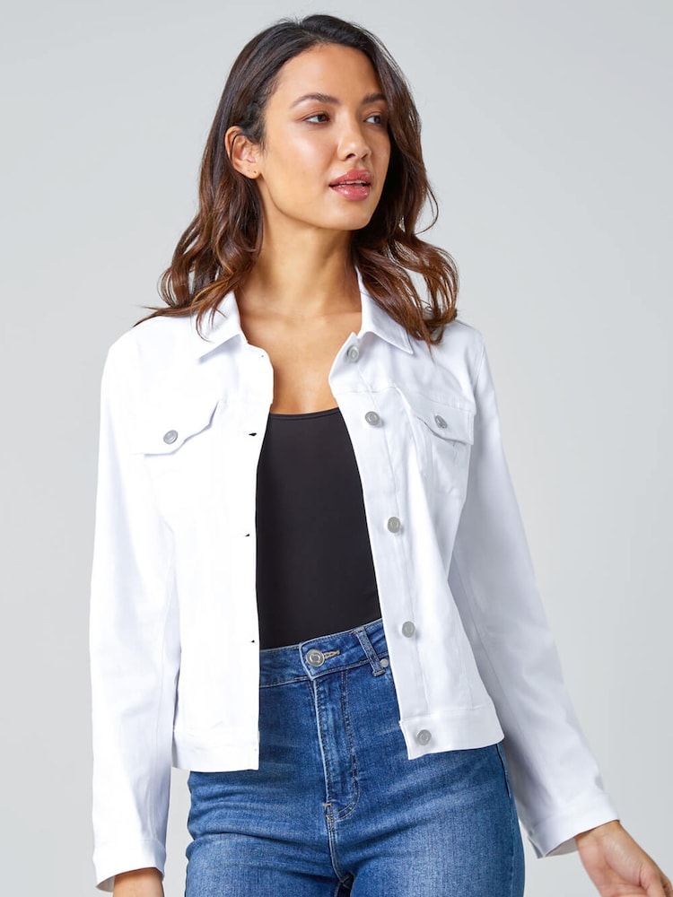 Roman White Stretch Denim Jacket - Image 1 of 5