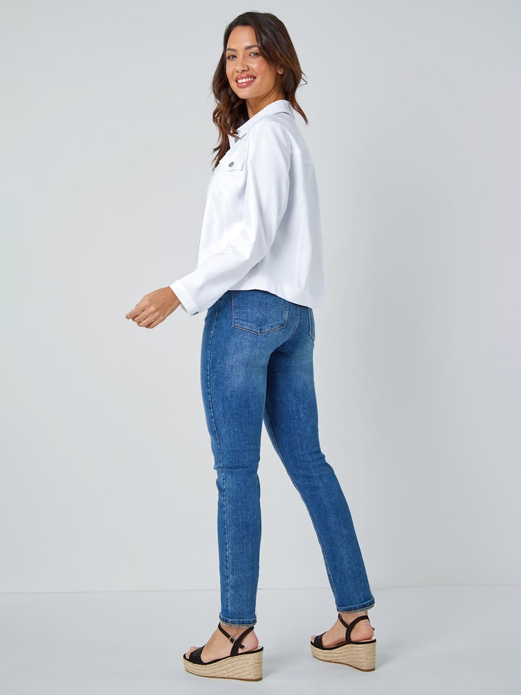 Roman White Stretch Denim Jacket - Image 3 of 5