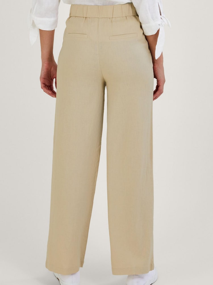 Monsoon Natural Jenny Shorter Length Trousers in Linen Blend - Image 2 of 4