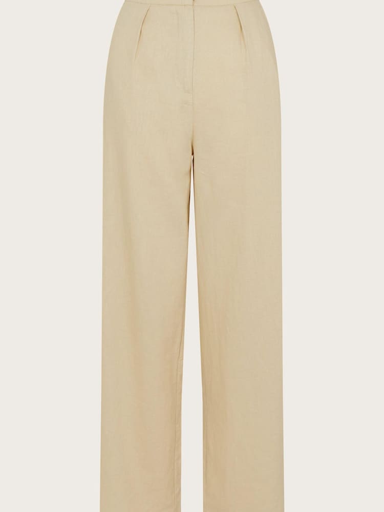 Monsoon Natural Jenny Shorter Length Trousers in Linen Blend - Image 4 of 4