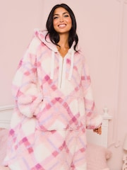Jim Jam The Label Pink Multi Übergroßer Kapuzensweatshirt / Kapuzenjacke - Bild 3 von 10