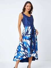 Roman Blue Butterfly Print Fit & Flare Dress - Image 1 of 4