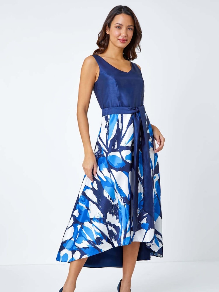 Roman Blue Butterfly Print Fit & Flare Dress - Image 1 of 4