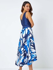 Roman Blue Butterfly Print Fit & Flare Dress - Image 2 of 4