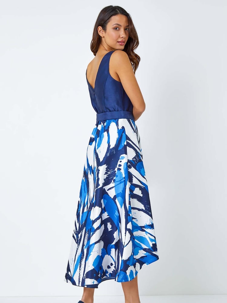 Roman Blue Butterfly Print Fit & Flare Dress - Image 2 of 4