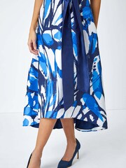 Roman Blue Butterfly Print Fit & Flare Dress - Image 4 of 4