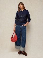 White Stuff Blue Stripe Henley Jumper - Image 1 of 6