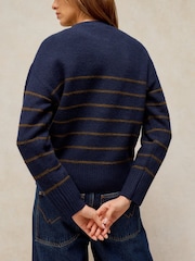 White Stuff Blue Stripe Henley Jumper - Image 3 of 6