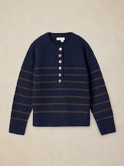 White Stuff Blue Stripe Henley Jumper - Image 5 of 6