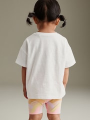 Pink/White Rainbow Sun 100% Cotton Short Sleeve Top and Cycle Shorts Set (3mths-7yrs) - Image 3 of 7