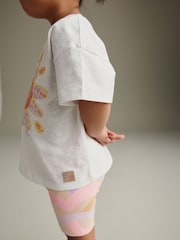 Pink/White Rainbow Sun 100% Cotton Short Sleeve Top and Cycle Shorts Set (3mths-7yrs) - Image 4 of 7