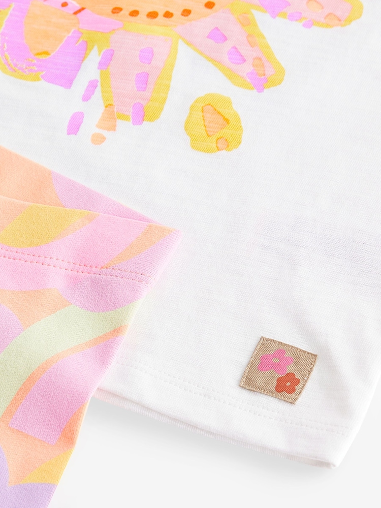 Pink/White Rainbow Sun 100% Cotton Short Sleeve Top and Cycle Shorts Set (3mths-7yrs) - Image 7 of 7