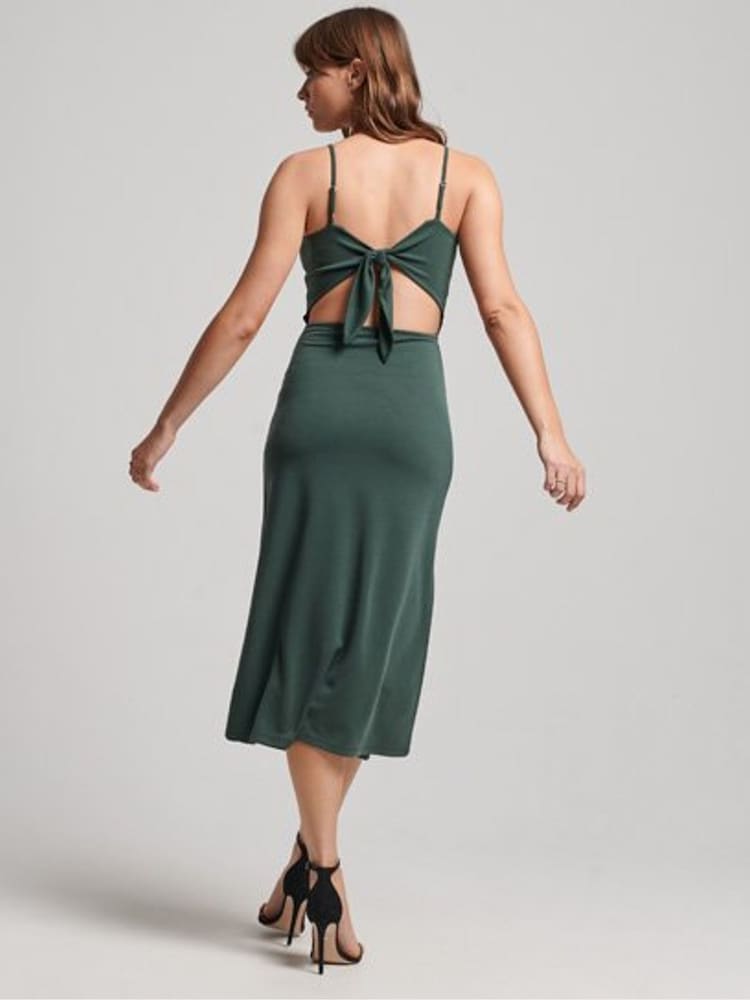 Superdry Green Jersey Open Back Dress - Image 2 of 8