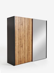Dark Bronx Oak 2m Sliding Effect Semi Fitted Mirrored Wardrobe - Image 4 of 7