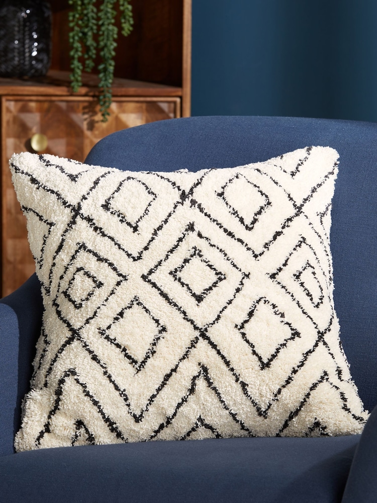 Natural Minimal Geometric Berber 50 x 50cm Cushion - Image 1 of 1