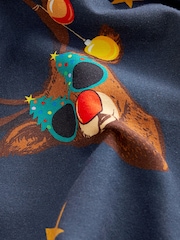 Navy Blue Rudolph Christmas Print Shirt - Image 7 of 7