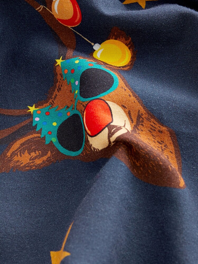 Navy Blue Rudolph Christmas Print Shirt - Image 7 of 7