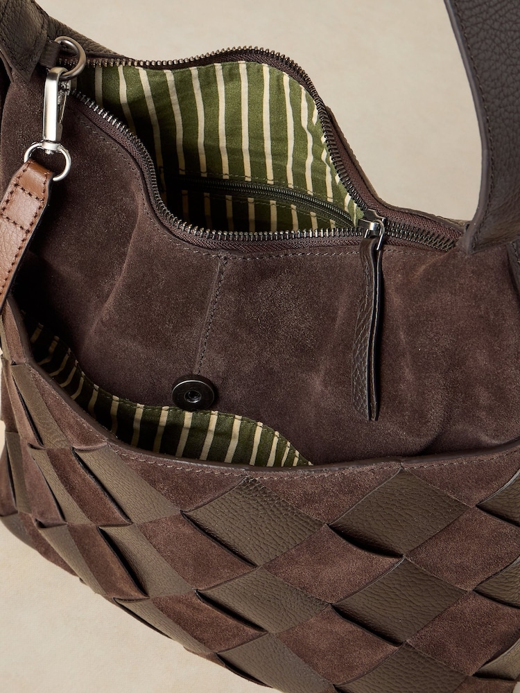 White Stuff Brown Sophia Weave Cross-Body Bag - Image 4 of 4
