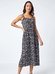 Roman Black Roman Sleeveless Boho Print Midi Sun Dress - Image 2 of 5