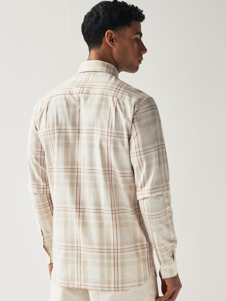 Fred Perry Tonal Tartan Check Long Sleeve Shirt - Image 2 of 6