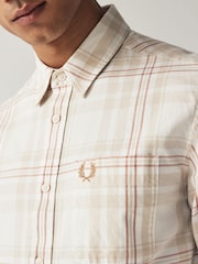 Fred Perry Tonal Tartan Check Long Sleeve Shirt - Image 4 of 6