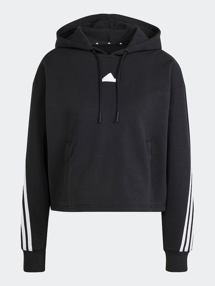 adidas Black Sportswear Future Icons 3-Stripes Hoodie - Image 4 of 4