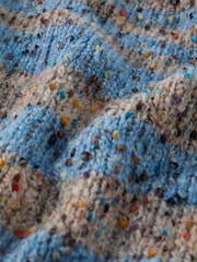 White Stuff Brown/Blue Stripe Textured V-Neck Jumper - Image 6 of 6