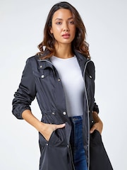 Roman Black Shower Resistant Longline Jacket - Image 1 of 6