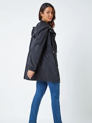 Roman Black Shower Resistant Longline Jacket - Image 3 of 6