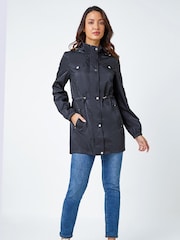 Roman Black Shower Resistant Longline Jacket - Image 4 of 6