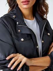 Roman Black Shower Resistant Longline Jacket - Image 6 of 6