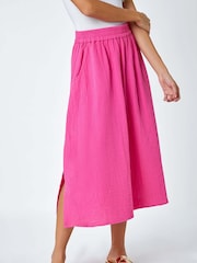 Roman Pink Textured 100% Cotton Maxi Skirt - Image 1 of 5