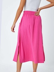 Roman Pink Textured 100% Cotton Maxi Skirt - Image 2 of 5