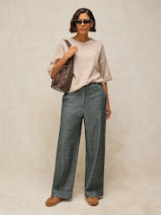 White Stuff Grey Belle Tweedy Wide Leg Trousers - Image 1 of 6