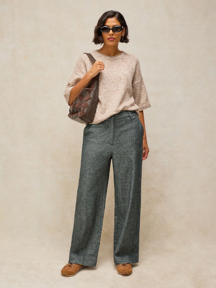White Stuff Grey Belle Tweedy Wide Leg Trousers - Image 1 of 6 White Stuff Grey Belle Tweedy Wide Leg Trousers - Image 1 of 6