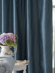 Shabby Chic by Rachel Ashwell® Teal Pencil Pleat Faux Slub Silk Blackout Thermal Curtains - Image 2 of 4