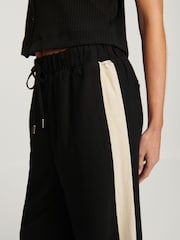 Black/Ecru Cream Linen Blend Side Stripe Track Trousers - Image 5 of 7