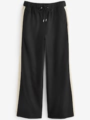 Black/Ecru Cream Linen Blend Side Stripe Track Trousers - Image 6 of 7