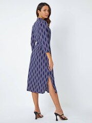 Roman Blue Geometric Print Shirt Dress - Image 2 of 5