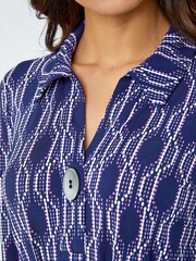 Roman Blue Geometric Print Shirt Dress - Image 5 of 5