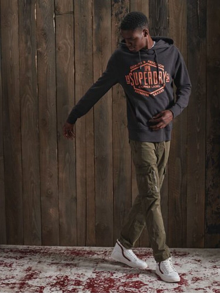 Superdry Grey 100% Cotton Copper Label Hoodie - Image 2 of 4