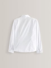 White Long Sleeve Lace Trim School Blouse (3-14yrs) - Image 6 of 10