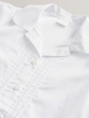 White Long Sleeve Lace Trim School Blouse (3-14yrs) - Image 7 of 10