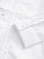 White Long Sleeve Lace Trim School Blouse (3-14yrs) - Image 8 of 10