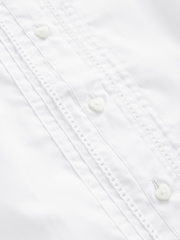 White Long Sleeve Lace Trim School Blouse (3-14yrs) - Image 9 of 9