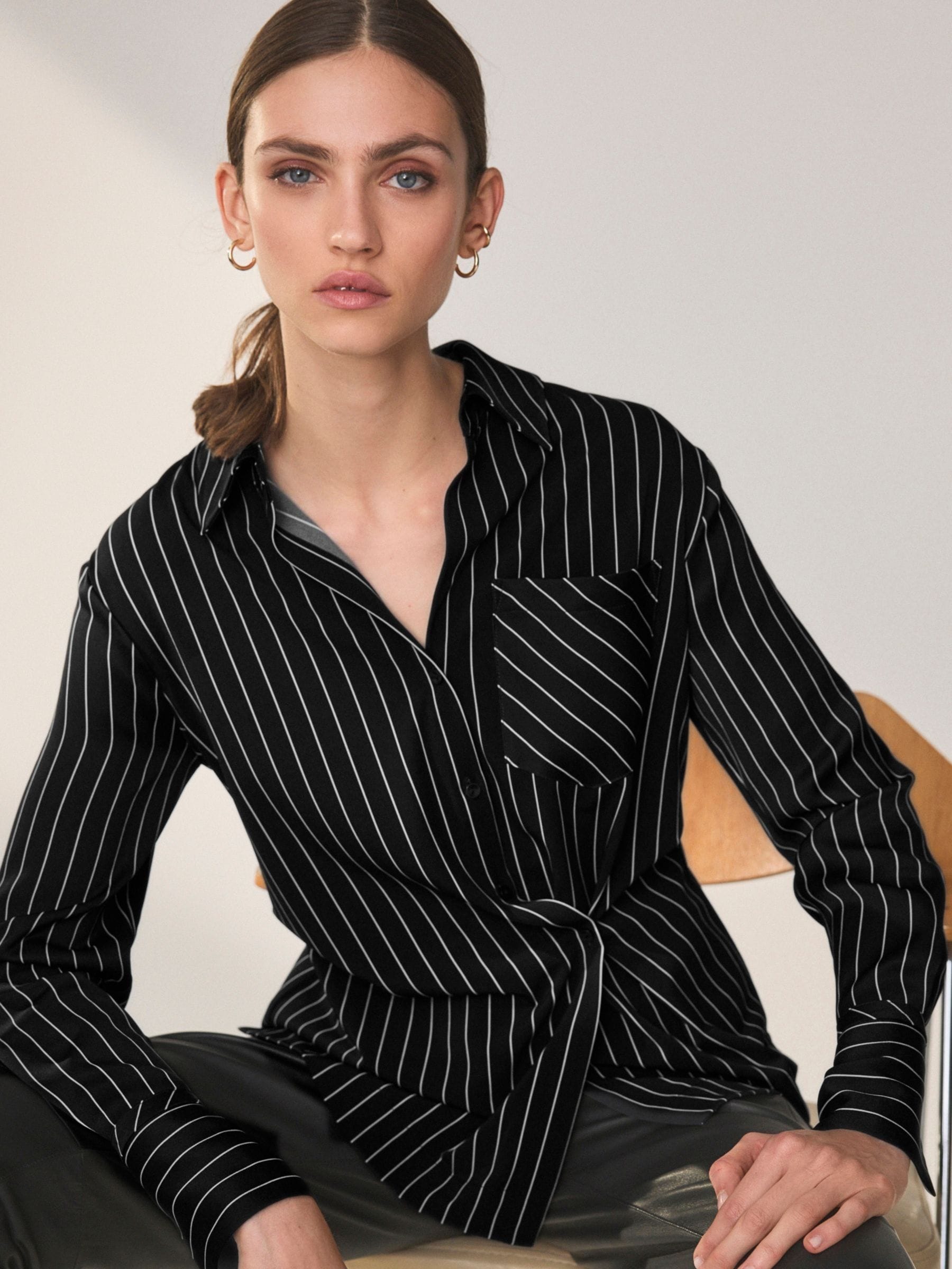 White striped formal shirt top