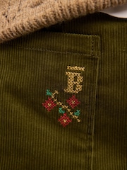 BHOEM Khaki Green Cord Embroidered Patch Pockets Mini Skirt - Image 5 of 6