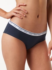 Pink/Blue Stripe Short Cotton Rich Logo Knickers 4 Pack - Image 3 of 10