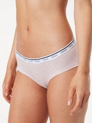 Pink/Blue Stripe Short Cotton Rich Logo Knickers 4 Pack - Image 4 of 10