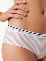 Pink/Blue Stripe Short Cotton Rich Logo Knickers 4 Pack - Image 6 of 10